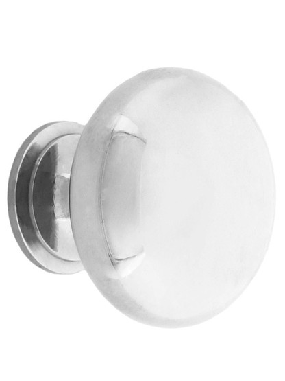 Small Classic Brass Cabinet Knob - 1 inch Diameter in Polished Nickel.